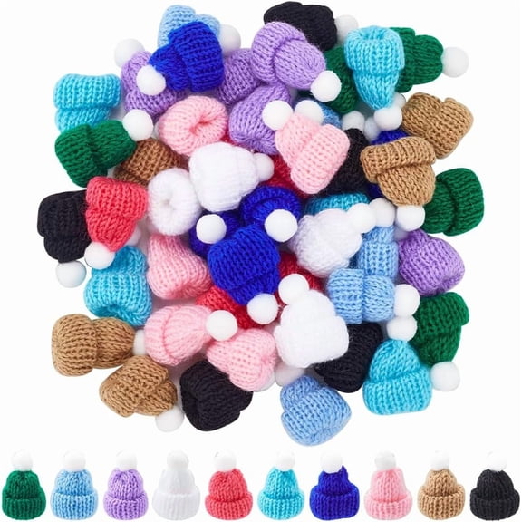 50Pcs 10 Colors Polyester Doll Woolen Hat for Accessories Decorate Doll Mixed Color 60x43x12.5mm 5pcs/color