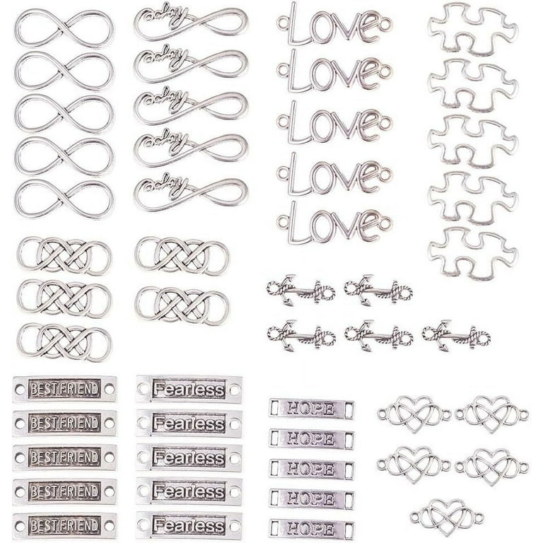  Aylifu Words Connector Charms, 50 Pieces Mixed Word Letter  Connector Pendant Infinity Symbol Link Charms Findings for DIY Necklace  Bracelet Jewelry Making : Everything Else