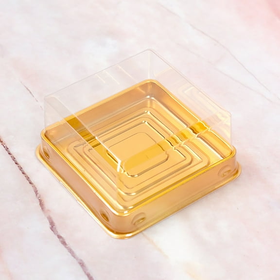 50Pcs 100g Moon Cake Box Square Plastic Egg Yolk Pastry Box for Festival
