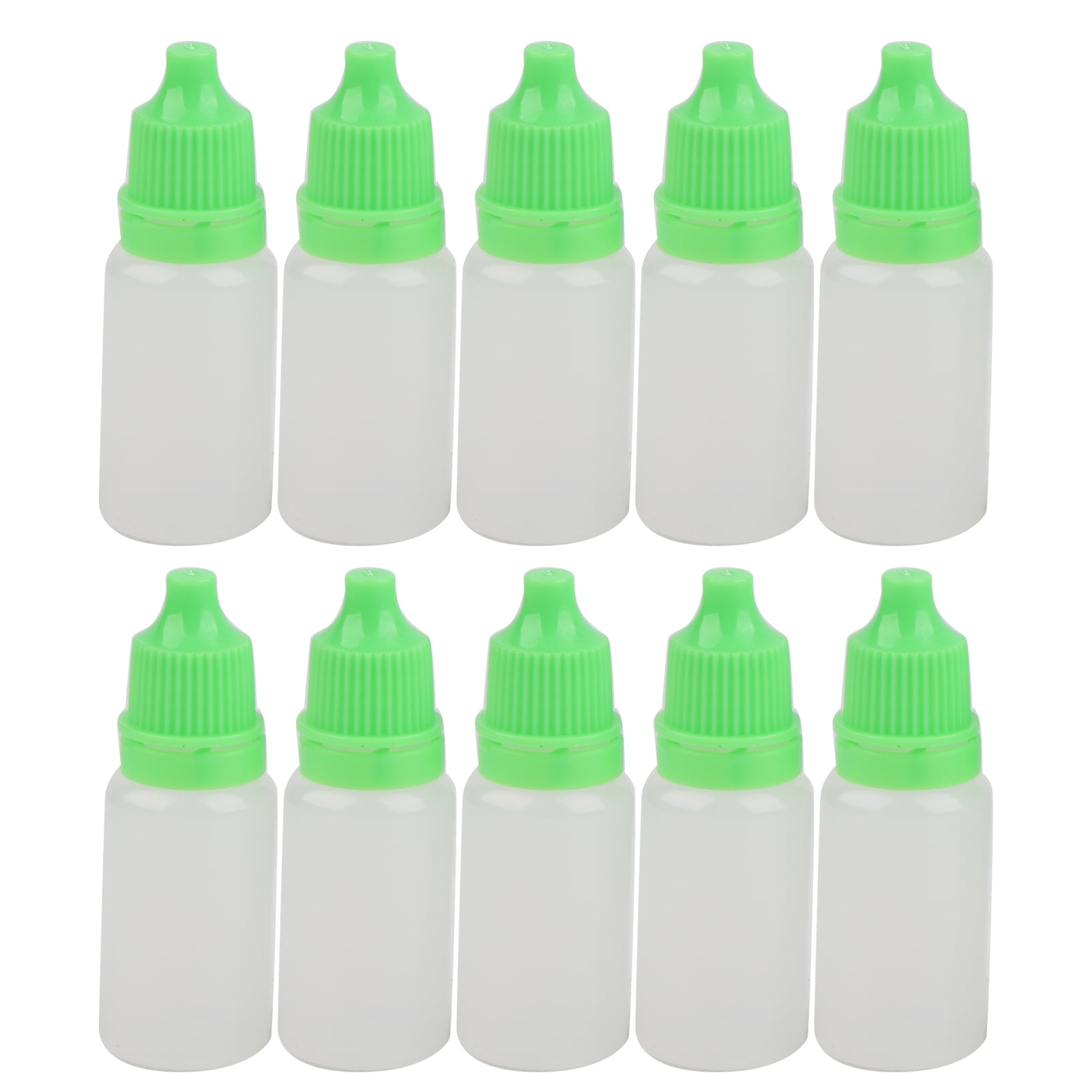 50Pcs 10ml Eye Liquid Bottle Portable Squeezable Empty Eye Drops Container with Plugs LidGreen