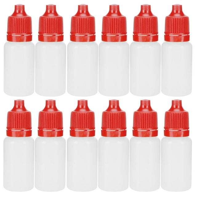 50Pcs 10ml Eye Liquid Bottle Portable Squeezable Empty Eye Drops Container with Plugs LidRed
