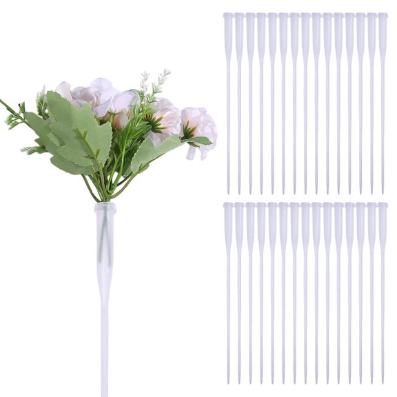 50Pcs 11.7inch Transparent Stem Water Tubes for Flowers with PVC Caps Floral Stem Clear Water Tube Plastic Flower Cultivation TubesDIY