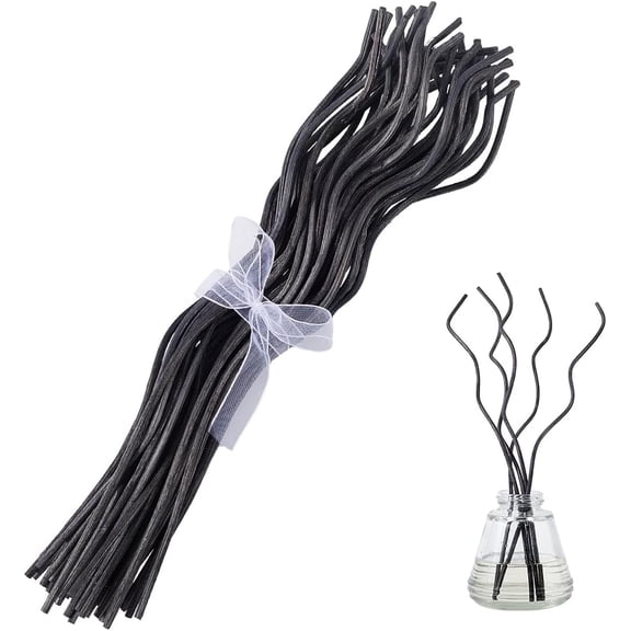 50Pcs 11 Inch Black Wavy Rattan Diffuser Sticks Fragrance Diffuser Replacement Refill Sticks Natural Rattan Fragrance Aromatherapy Volatile RefillEssential Oil Aroma Diffuser