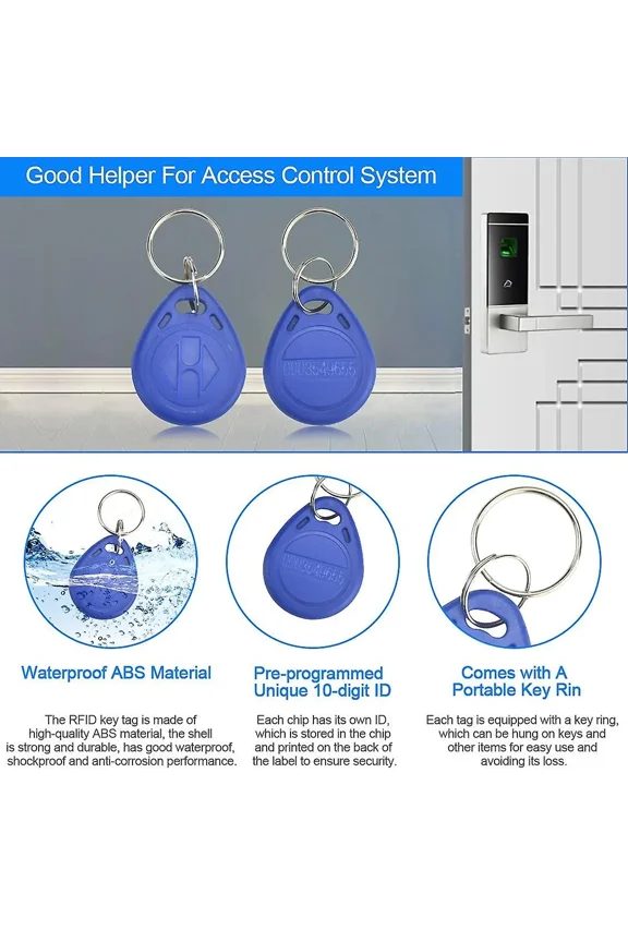 50Pcs 125 Khz Proximity ID Card RFID Keyfob Access Control Key for Door Entry Access Control System