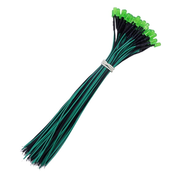 50Pcs 12V 5mm Prewired Led Diode Lights Replacement Light Emitting Diodes Small LED Lamps for Car Model Electronics