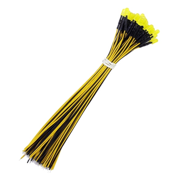 50Pcs 12V 5mm Prewired Led Diode Lights Replacement Light Emitting Diodes Small LED Lamps for Car Model Electronics