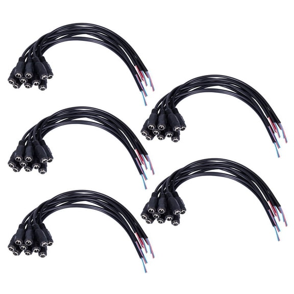 50Pcs 12V DC Power Plug Female Jack Plug Connector Cable 5.5X2.1mm with Cord Cable 15CM for CCTV LED Strip Light