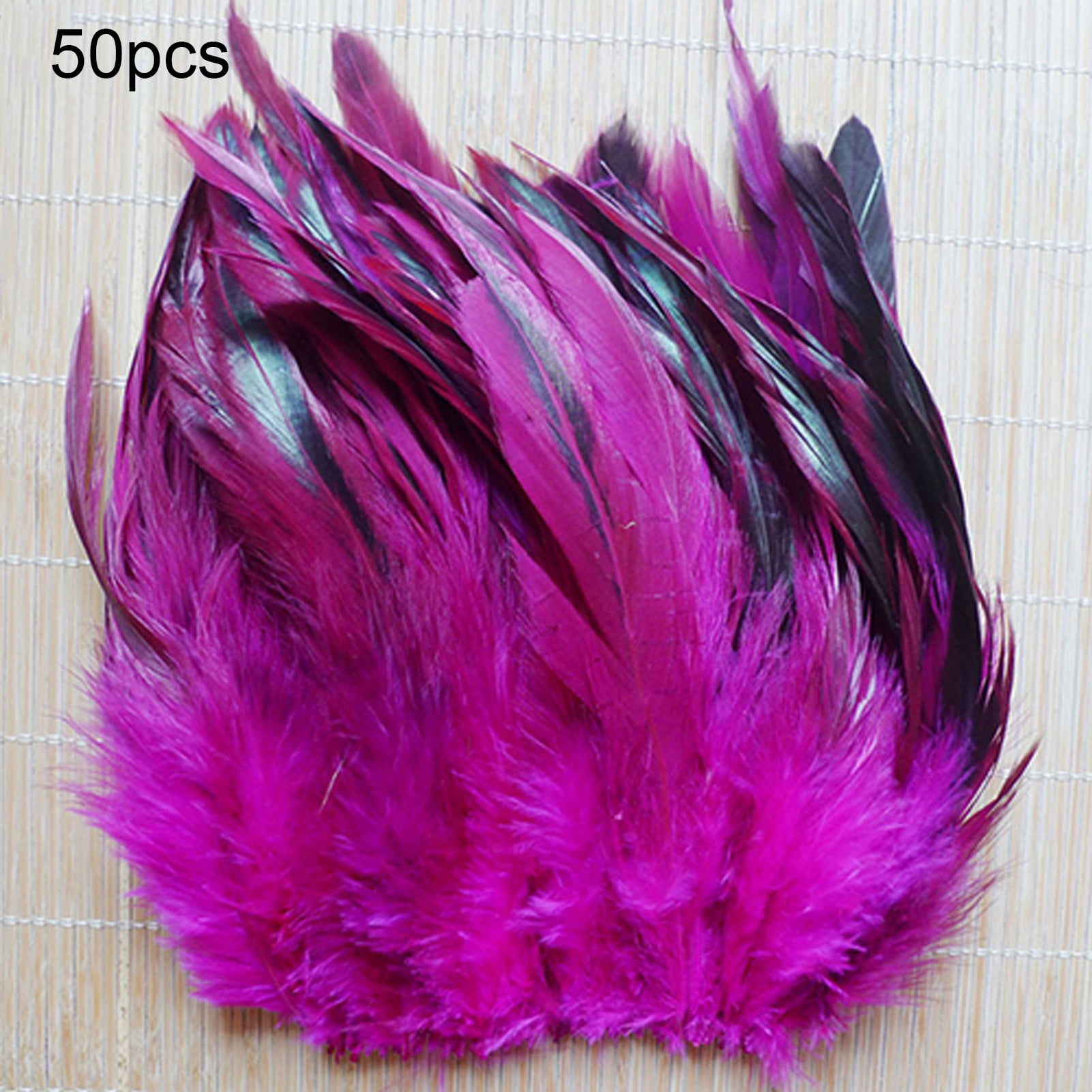 50pcs 13-20cm Natural Beautiful Cock Rooster Tail Feathers for DIY Clothes Decor, Men's, Pink