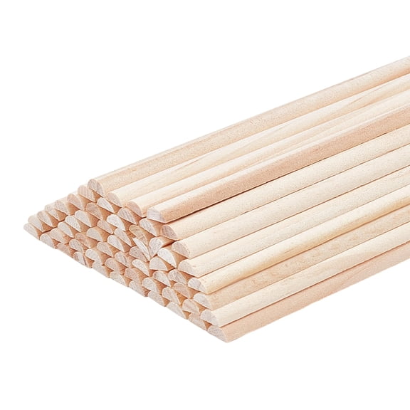 50Pcs 13.8 Inch Wooden Dowel Rods Half Round Split Wood Dowels Sticks Unfinished Wooden Rods Half Round Strips Arch Dowel Rods