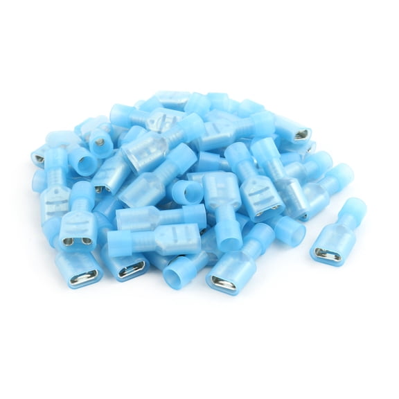 50Pcs 16-14AWG Wire Insulated 6.3mm Female Spade Crimp Terminal Connector Blue