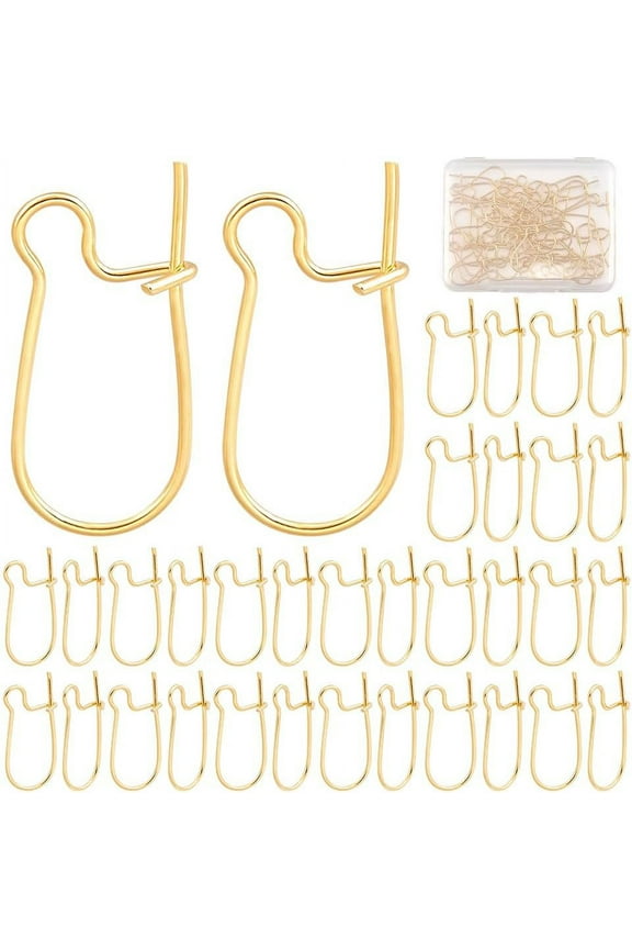50Pcs 18K Gold Plated Brass Earrings Hook Ear Wire Hoop Dangle Earring Findings Earwire Connector