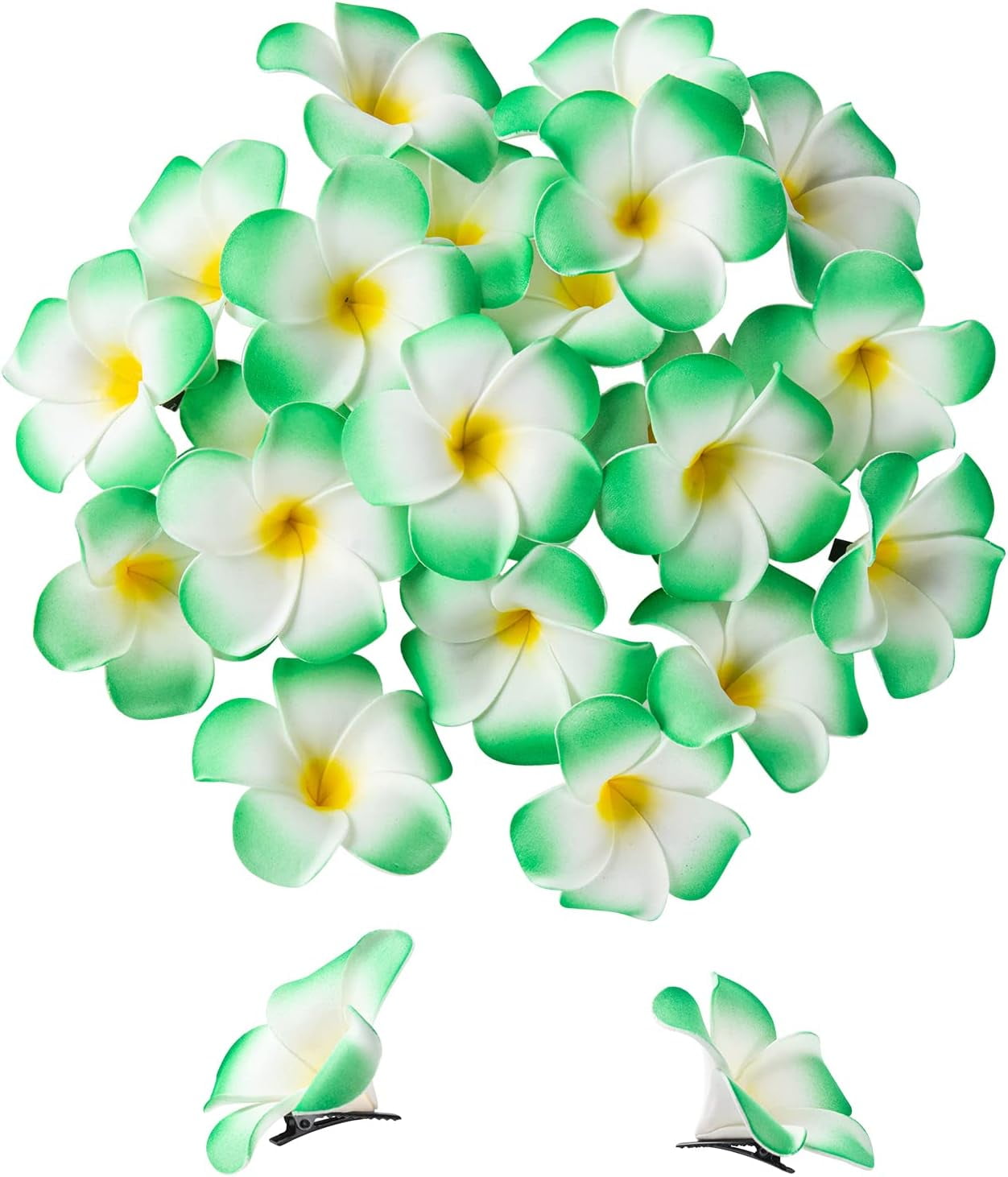 Hawaiianische Plumeria-Blumen Aus Schaumstoff Als Haarspangen – Set Mit 4 Stück In Weiß & Rosa, Je 7cm