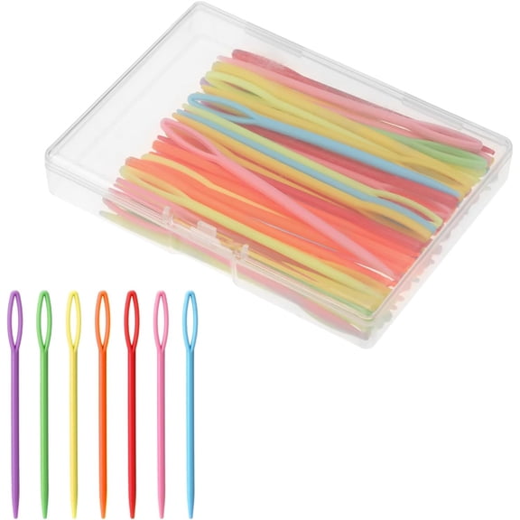 50Pcs 2.7Inch Large Eye Yarn Needles,Plastic Sewing Needles,Colorful Knitting Tools,Embroidery Safety Needles,for Sewing Handmade DIY Crafts Project
