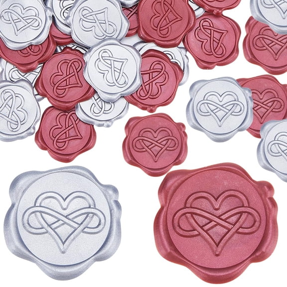 50Pcs 2 Color Heart Love Wax Seal Stickers Red Silver Wedding Valentine Day Invitations Envelope Sealing Label Sticker Chrismas Material Wax