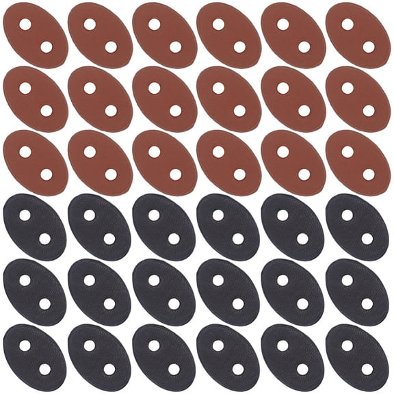 50Pcs 2 Colors 2-Hole PU Leather Buttons Oval Mixed Color 34x22.5x2mm Hole: 4.5mm 25pcs/color diy