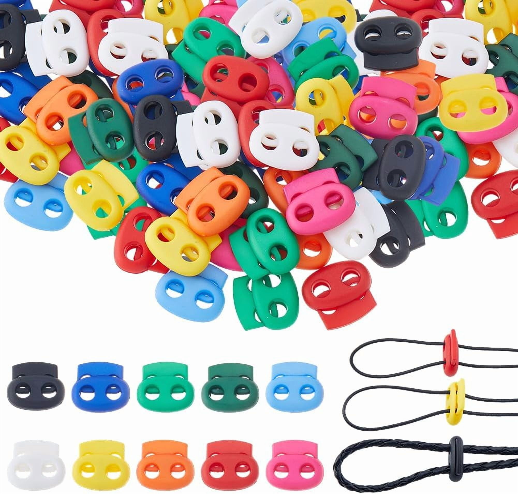 50Pcs 2-Hole Cord Lock 10 Colors Plastic Cord Locks Spring Buckle ...