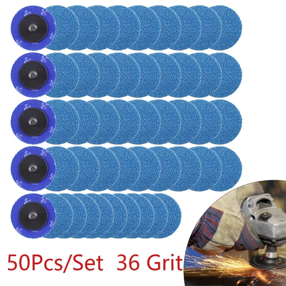 50Pcs 2 In 36 Grit Zirconia Roll Lock Quick Change Sanding Discs For Die Grinder