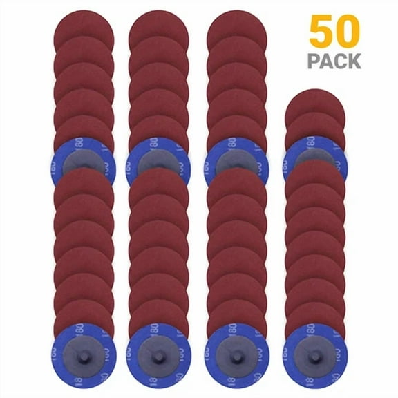 50Pcs 2" Roll Lock Sanding Disc 180 Grit Die Grinder Quick Change Abrasive Pads