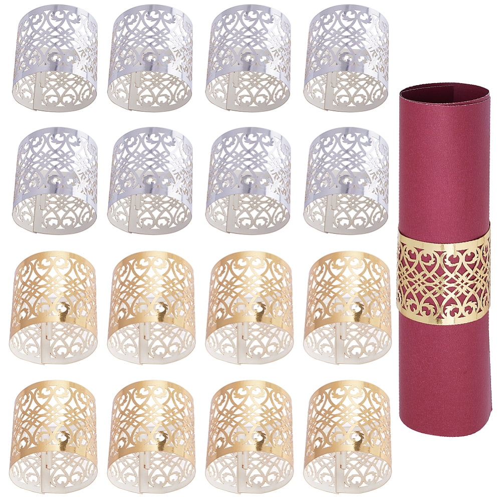 50Pcs 2 Style Metallic Paper Napkin Rings Hollow out for Canteen Table ...