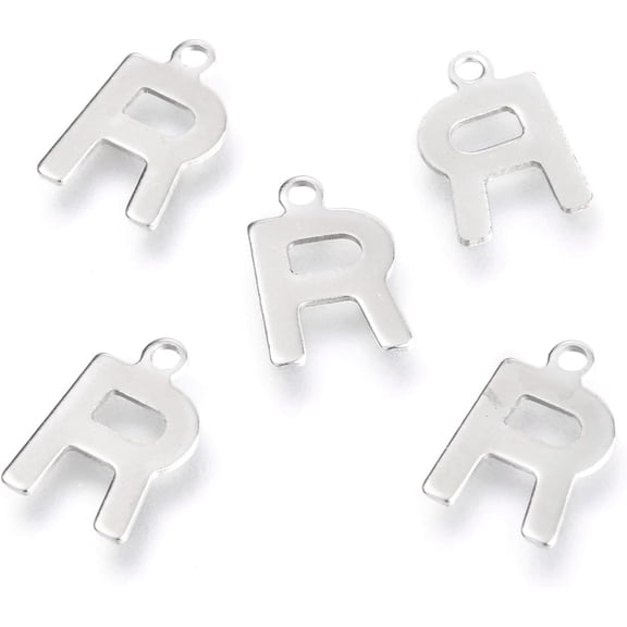 50Pcs 201 Stainless Steel Charms Alphabet Letter.R