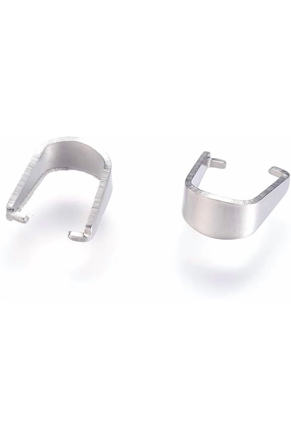 50Pcs 201 Stainless Steel Snap on Bails Stainless Steel Color Pinch Clips Bail Pendants Resistant Hook Pendant Clasps for Neckalce Charm Jewelry DIY Craft Making 8x7.5x3.5mm for DIY