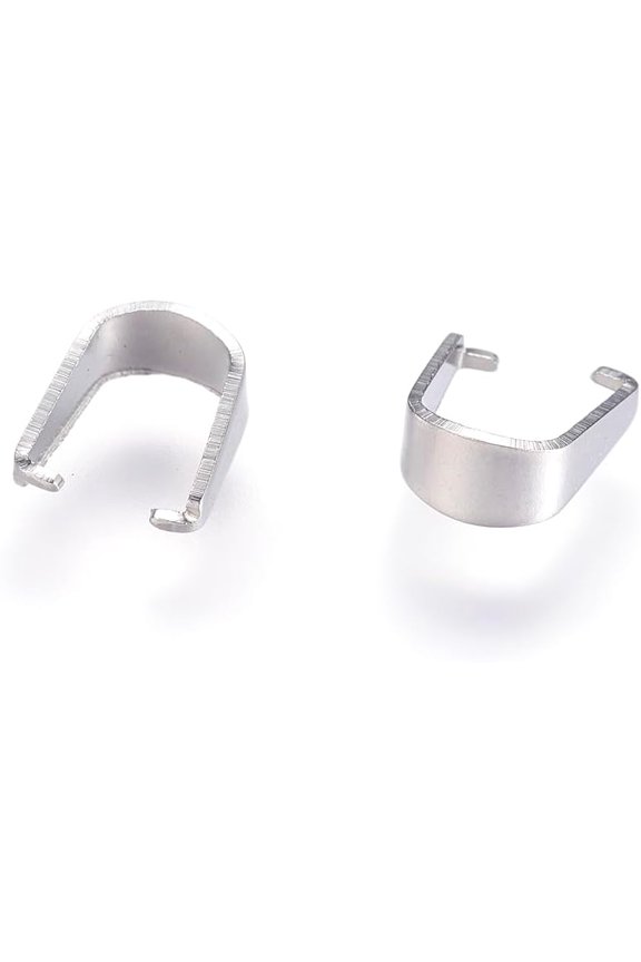 50Pcs 201 Stainless Steel Snap on Bails Stainless Steel Color Pinch Clips Bail Pendants Tarnish Resistant Hook Pendant Clasps for Neckalce Charm Jewelry DIY Craft Making 8x7.5x3.5mm