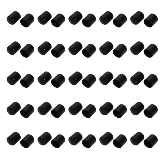 50Pcs 20mm Inner Dia Flexible Vinyl End Cap Screw Thread Protector Black