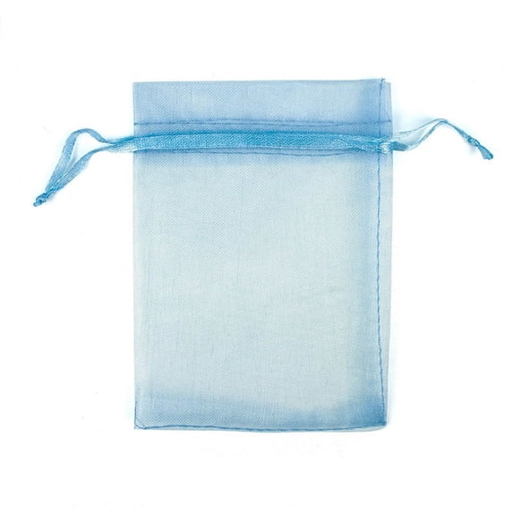 50Pcs 21 Color 7X9 9X12 10X15 13X18cm Organza Bags Gift Bag Drawable Jewelry Packing Pouches Can Custom LOGO Light Blue 7X9CM