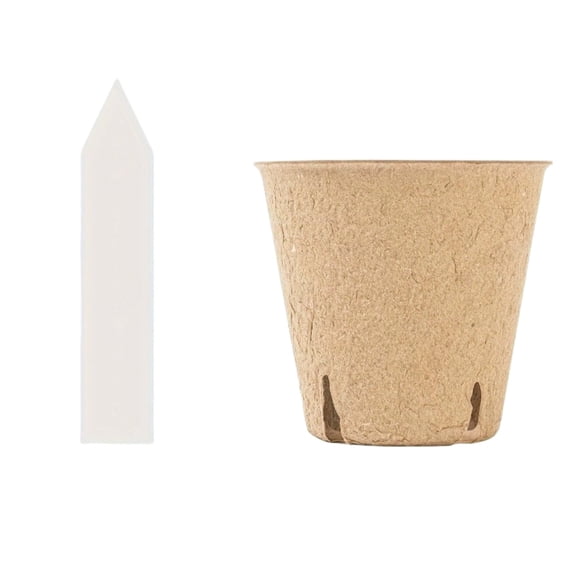 50Pcs 3.1In Paper Seedling Pots Round Germination Containers With Drainage Holes For Seed Starting Transplanting(Khaki-8Cm)