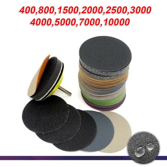 50Pcs 3 Inch Sanding Disc 75mm Wet & Dry Flocking Sandpaper 400-10000 Grit