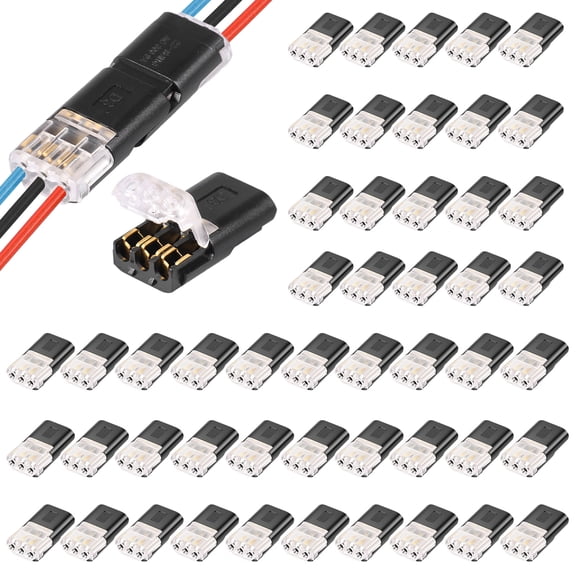 50Pcs 3 Pin Double Wire Plug in Connector No Stripping Snap Block Wire Connector with Locking Buckle for 22-18 AWG Cable LED Strip Light