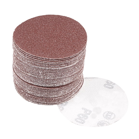 50Pcs 3 inch Hook and Loop Sanding Disc 60 Grits Flocking Sandpaper Brown
