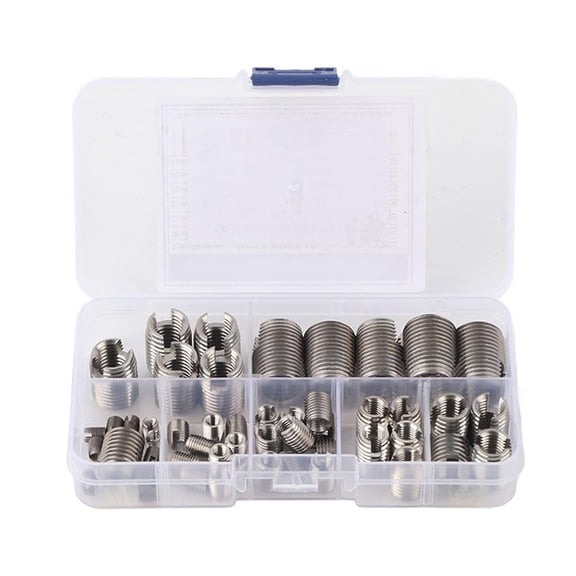 50Pcs 302 Stainless Steel Inner Thread Self Tapping Thread Inserts Set Thread Reinforce Repair Tool Threaded Inserts for Metal Thread Inserts for Metal