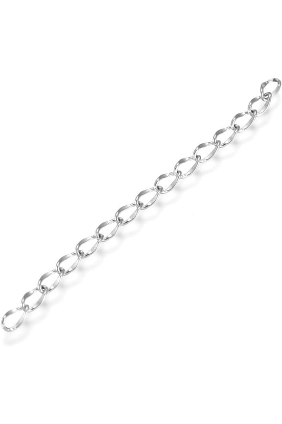 50Pcs 304 Stainless Steel Chain Extender Dapped Curb Chain Stainless Steel Color Necklace Extenders for Bracelet Necklaces Anklet Chain 45~52mm gray