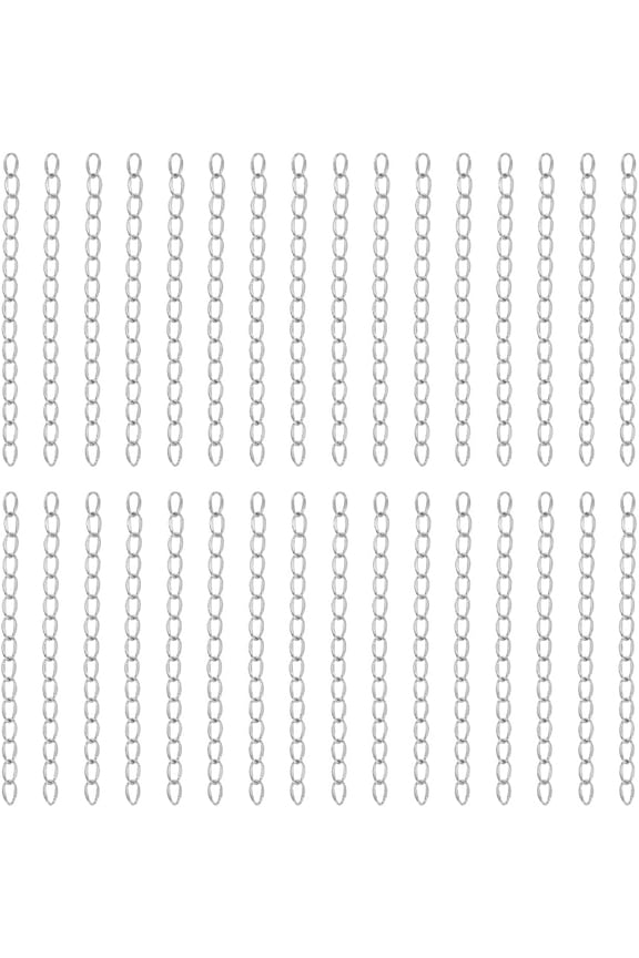 50Pcs 304 Stainless Steel Curb Chain Extender End Chains Stainless Steel Color 45~52x2.5mm