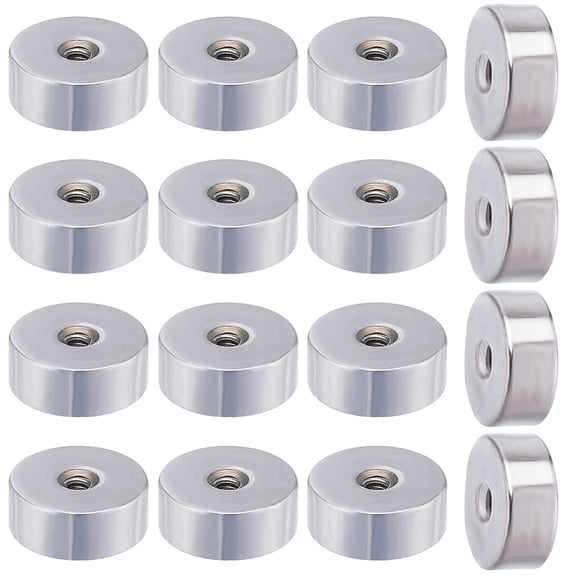 50Pcs 304 Stainless Steel Ear Nuts Safety Screw Flat Round Earring Backs Stainless Steel Color 5x2mm Hole: 1mm