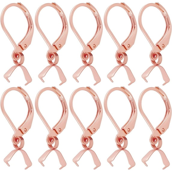 50Pcs 304 Stainless Steel Leverback Earring Findings with Ice Pick Pinch Bails Rose Gold 24mm Pin: 0.7mm and 0.5mm