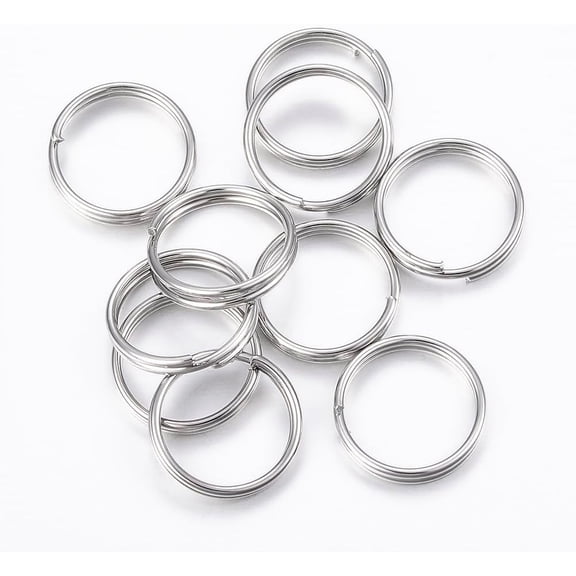 50Pcs 304 Stainless Steel Split Rings Double Loops Jump Rings Stainless Steel Color Metal Ring Connection Closed Jump Rings for DIY Necklaces Bracelets Jewelry Making Craft 14x2mm 50pcs