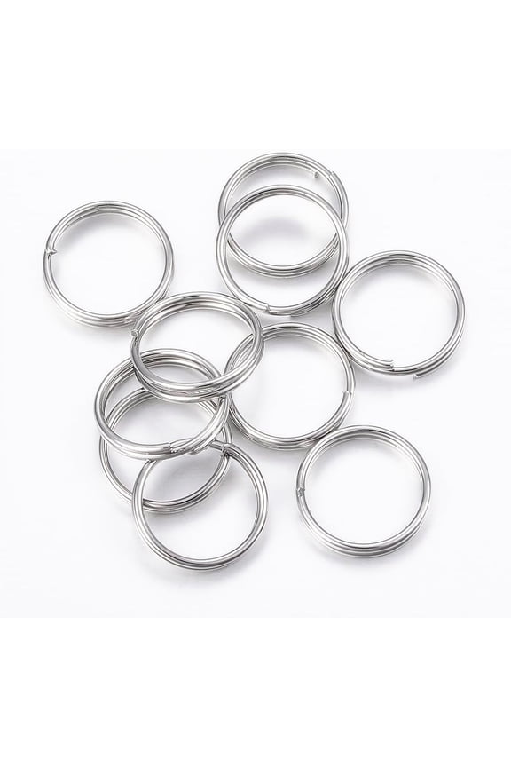 50Pcs 304 Stainless Steel Split Rings Double Loops Jump Rings Stainless Steel Color Metal Ring Connection Closed Jump Rings for DIY Necklaces Bracelets Jewelry Making Craft 14x2mm Silver