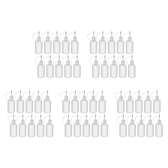 50Pcs 30Ml Plastic Squeezable Tip Applicator Bottle Refillable Dropper Bottles with Needle Tip Caps for Glue DIY