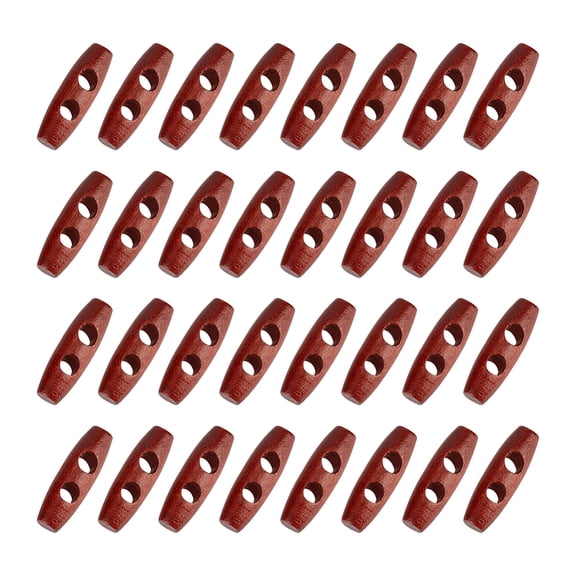 50Pcs 30mm 2-Hole Wooden Buttons Saddle Brown Wooden Coat Horn Toggle Buttons Vintage Coat Button for Sewing Clothing Accessories Crafts Handmade