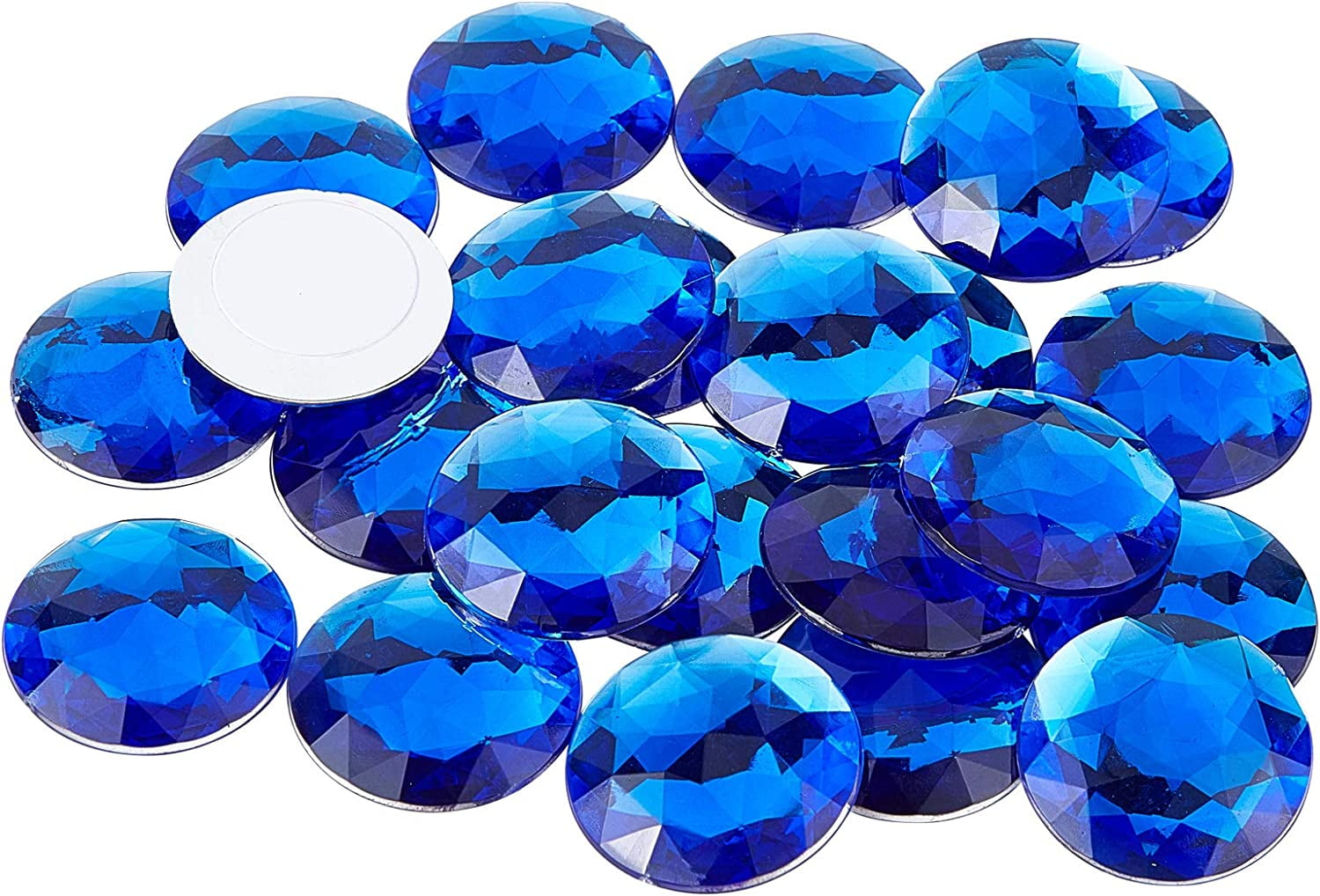 50Pcs 30mm Flat Back Round Acrylic Rhinestone Self-Adhesive Plastic ...