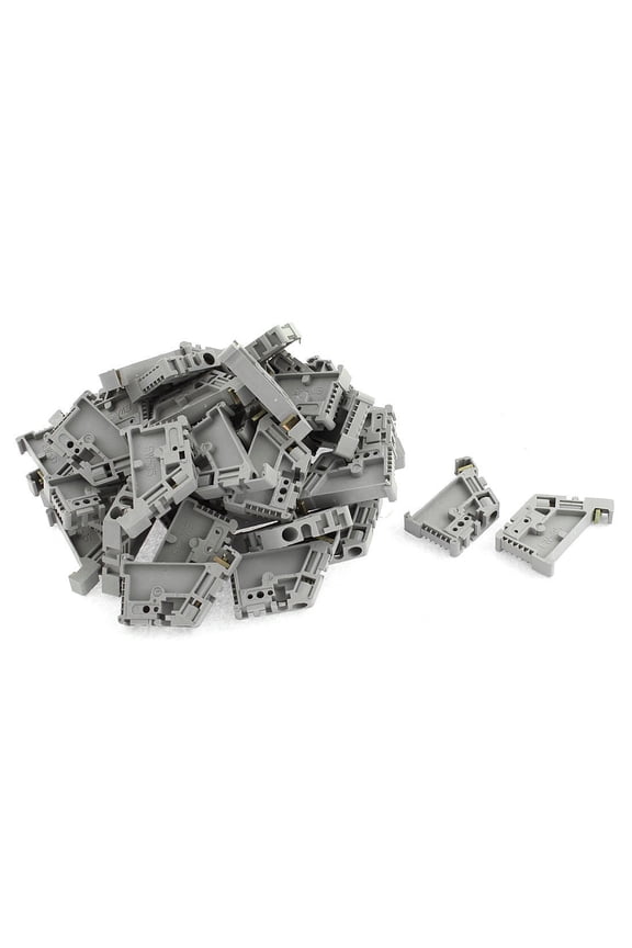 50Pcs 35mm DIN Rail Terminal Block End Stopper Mounting Clips,50(+/-2%) x Terminal Block End Stopper,gray