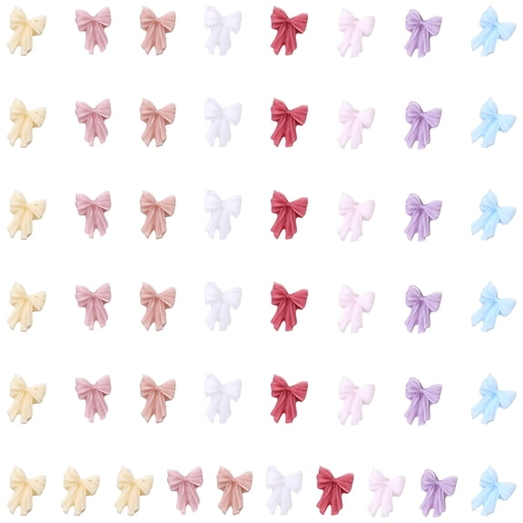 50Pcs 3D Bows Nails Art Decorations 3D Bows Nails Charms Colorful Bowknot Nails Accessories for Nails Art Designs Diys Craft