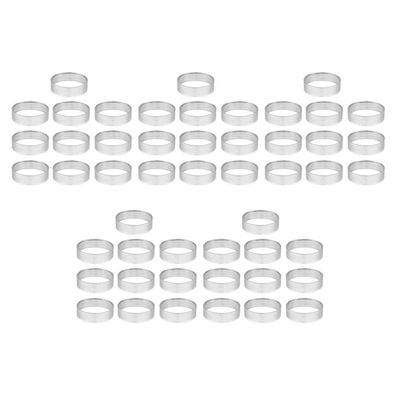 50Pcs 4.5cm Round Stainless Perforated Seamless Tart Ring Quiche Ring Tart Pan Pie Tart Ring with Hole Tart Shell Ring