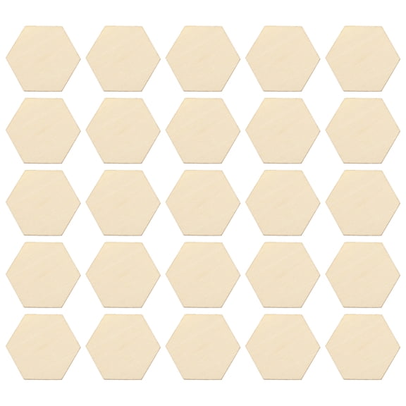 50Pcs 40mm Wooden Hexagon Pieces Unfinished Wood Chips for DIY Crafts
