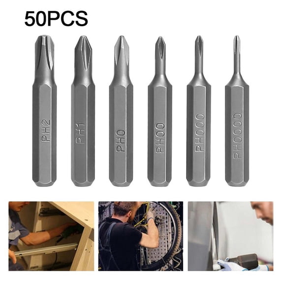 50Pcs 4Mm Small Hex Shank Screwdriver Bits Set Steel Cross Head For Power Tools Ph000 Fangkenuo