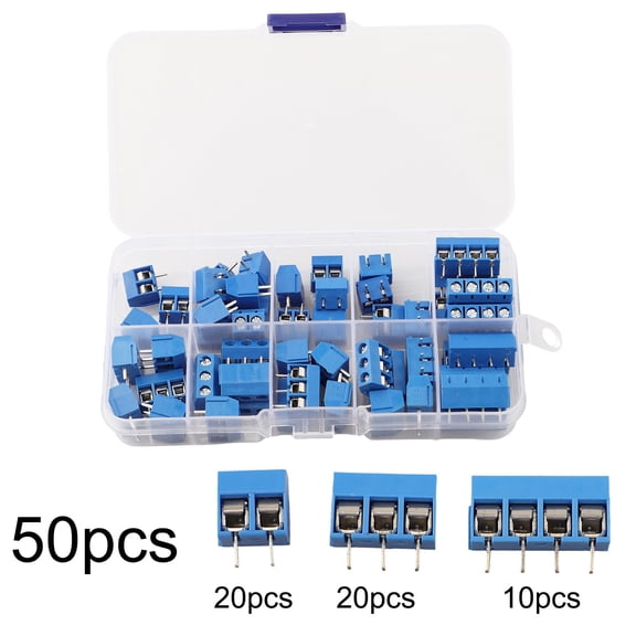 50Pcs 5 0Mm Pitch Straight Pin Screw Terminal Blocks For Pcb Connector