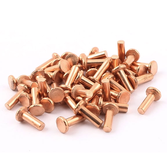 50Pcs 5/32" Diameter 15/32" Long Shank Flat Head Copper Solid Rivets Fasteners