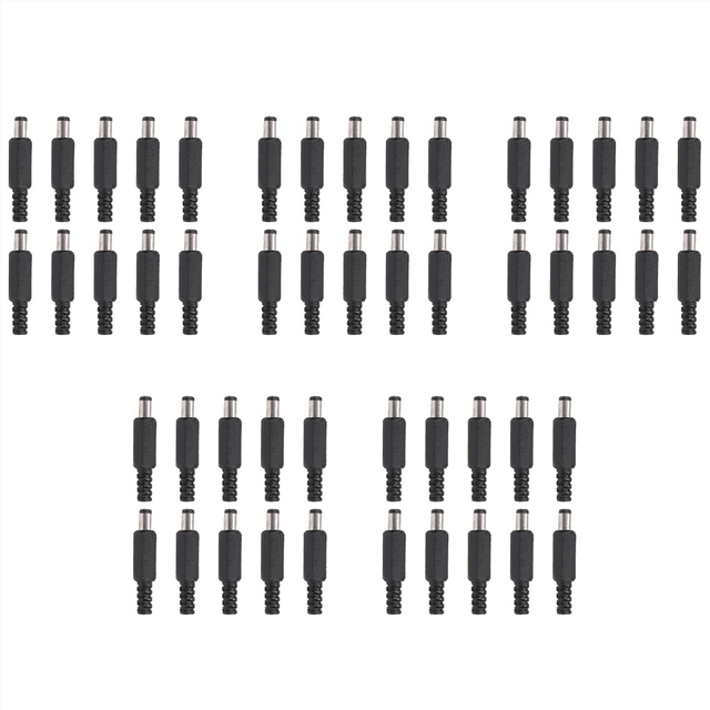 50Pcs 5.5X2.1mm Male Solder Dc Barrel Tip Plug Straight for DC Power